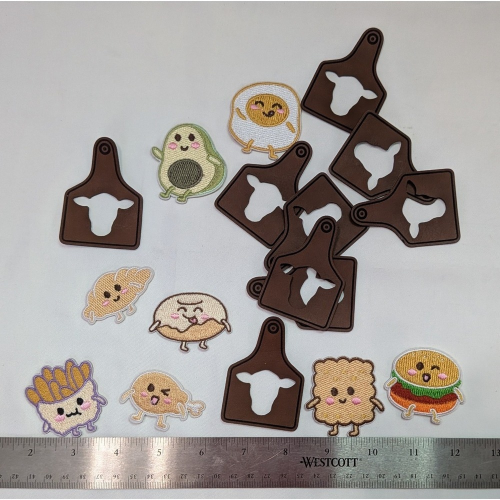 Unbranded Patches Unisex OS Multi New Kawaii Food & Cow Ear Tag 15pc Set